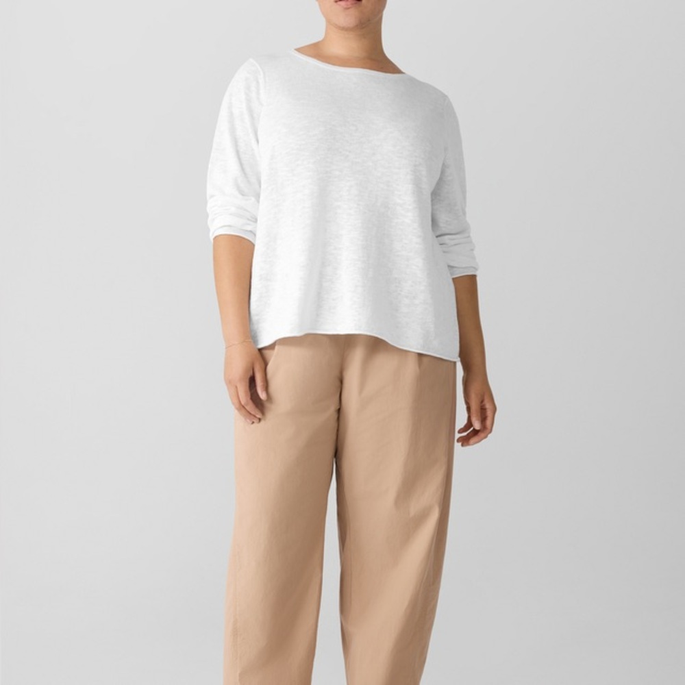 Eileen Fisher White Long Sleeve Lightweight Sweater
